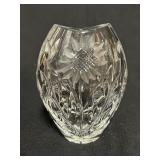 Heavy Cut Crystal Vase w/ Floral Pattern 6"