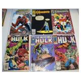 (6) Vtg Marvel Comic Books: Spiderman Hulk +