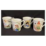 (4) Aynsley Bone China Nursery Rhyme Mugs