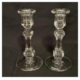 Pair Crystal 7" Tall Candlesticks