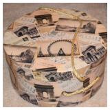 Contempo Travel Motif Lidded Hat Box 13"