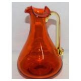 MCM Pilgrim Tangerine Art Glass Small Pitcher 4.5"