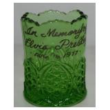 Vtg Cambridge Green Glass Elvis Presley Toothpick