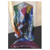 Studio End of Day / Dichroic Art Glass Vase 7" t