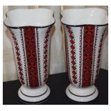 (2) Ukrainian Ceramics Canada Footed Vases 8t