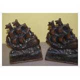 Vtg Verona Cast Iron Sailing Ship Bookends 5.25t