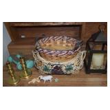 Home Decor Lot w/ Baskets, Lantern Candle +