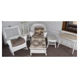 Collection of Whitewashed Wicker Patio Furniture