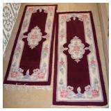 (2) Chinese Handtufted Shape Scatter Carved Rugs