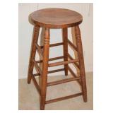 Vintage Oak Bar Stool 25.5t x 13d Seat