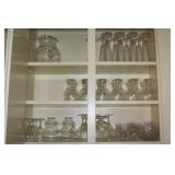 Kitchen Cupboard Lot w/ Clear Glass Stemware &