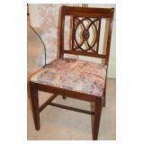 Antique Upholstered Side Chair w/ Floral Medallion