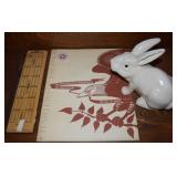 Misc Lot w/ Cribbage Board, Ceramic Bunny Rabbit