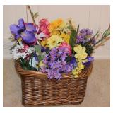 Woven Basket w/ Faux Floral Arrangement 14.5w