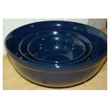 Contempo 3pc Cobalt Blue Ceramic Nesting Bowls