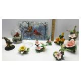 Ceramic Bird & Flower Decor