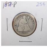 1858P Seated Liberty Quarter