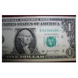 $1 2021 Star Note Ser# B06380400* Crisp w/Fold