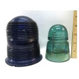 Vintage Colbalt Insulator W/Green Insulator