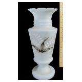 Hand Painted White Glass Vase