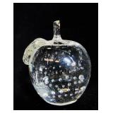 Apple Bubble Art Glass Paperweight 3"