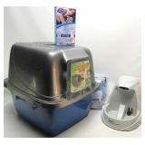 Enclosed Cat Littler Box,Pet Water Bowl