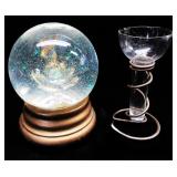 Humming Bird Snow Globe Music Box W/Vase