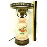 Vintage Handpainted Pink Electric Lamp No Globes