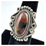 925 Silver Vintage Agatized Petrified Wood Ring