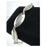 925 Silver 2-Sided Worded Oval Link Bracelet