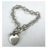 925 Silver Heart Toggle Bracelet, Chain Link