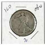 1916-D Obverse Mint Walking Liberty Silver Half