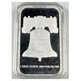 1oz Silver Liberty Bell Prooflike Bar in Capsule