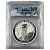 2014 MS70 AUS Kookaburra 1oz Silver .999 ICG