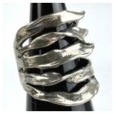 925 Silver Israel Open Multi-Layer Wide  Band Ring