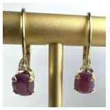 14K Yellow Gold Ruby & Diamond Earrings