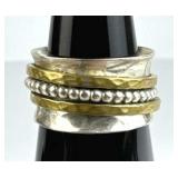 925 Silver Wide Two-Tone Spinner Meditation Ring