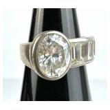 925 Silver Offset CZ Modernist Ring