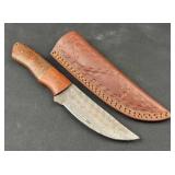 Damascus Steel Fixed Blade Knife w/ Sheath