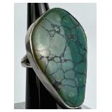 925 Silver Large Natural Blue/Green Turquoise Ring