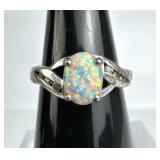 925 Silver Vtg. RJ Graziano Opal Cabochon Ring