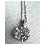 925 Silver Semicircle Acrylic CZ Pendant Necklace