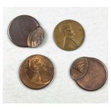 (4) Error or Damaged US Lincoln Cents