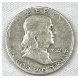 1949-S Franklin Silver Half Dollar, US 50c