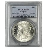 1921 PCGS MS63 Morgan Silver Dollar