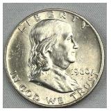 1960-D Silver Franklin Half Dollar, Nice BU 90%