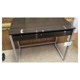 Metal frame wood top with one drawer, 35 x 19 1/2