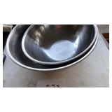 Two heavy duty stainless Bowls, 16 and 13 inch