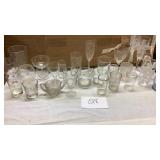 Misc glasses and glass bars- champagne glasses-