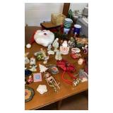 Christmas lot- three baskets, wooden Santa,